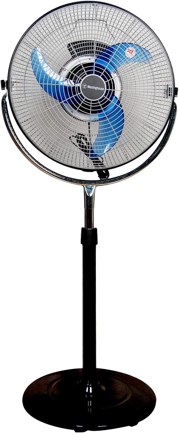 Westinghouse Oscillating Fan - 16” 2-in-1 Fan Featuring Metal Front Grill, 360° Internal Oscillation Function, Turbo Power, and Three-Speed Setting - Used as Stand or Table