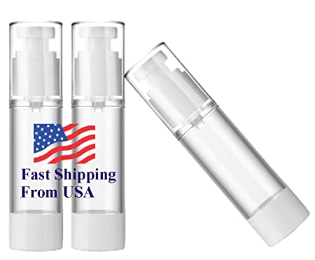 【US Stock】 1.7oz/50ml Clear Airless Pump Bottles Vacuum Dispensing Fine Mist Sprayer Refillable Liquid/Lotion Container, 3