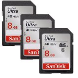 3x Genuine SanDisk Ultra 8GB Class 10 SDHC Flash Memory Card Up To 40MBs- 266x SDSDUN-008G-G46 Newest Version