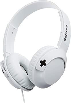 Philips SHL3075WT/00 BASS  On-Ear Headphones with Mic (Sound Isolation, Flat Folding) - White