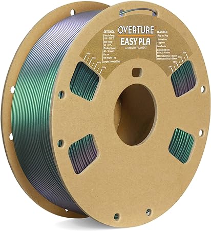 OVERTURE Color Changeable PLA 1.75mm 3D Printer Filament Green Starlight PLA, 1kg Cardboard Spool (2.2lbs), Dimensional Accuracy  /- 0.03mm, Fit Most FDM Printer (Shimmer Dark Green)