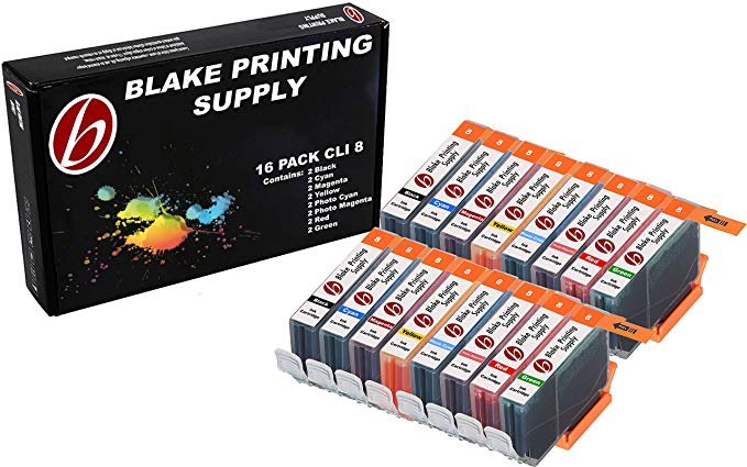 16 Pack Blake Printing Supply CLI8 Ink Cartridges for Canon PIXMA Pro 6000 PIXMA Pro 6500 PIXMA Pro9000 PIXMA Pro9000 Mark II