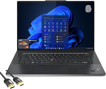 Lenovo ThinkPad Z16 Laptop, 16" WUXGA IPS Display, AMD Ryzen 5 PRO 6650H (Beat i7-1255U), 16GB RAM, 512GB PCIe SSD, Backlit KB, Fingerprint Reader, WiFi 6E, USB-C, Webcam, PDG HDMI Cable, Win 11 Pro