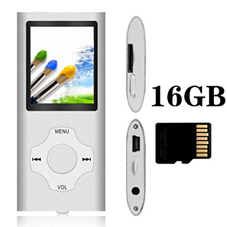 Tomameri -Portable MP3 Music Player with a 16 GB Micro SD Card. Supporting Photo Viewer, Video-Silver