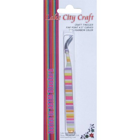 Lake City Craft Q165 Curved Fine Point Tweezers, Rainbow