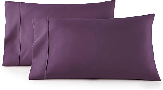Trend Bedding Mart Oversize Pillow Case Extra Large Fits Even The Fluffiest Pillows The Pancake Pillow Extra Tall Pillowcase Luxury 100% Egyptian Cotton 600 Thread Count (Queen, Plum)