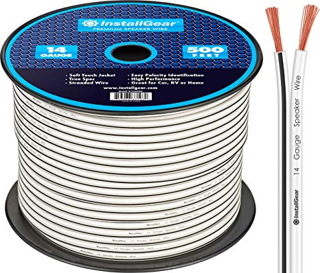 InstallGear 14 Gauge AWG 500ft Speaker Wire Cable - White