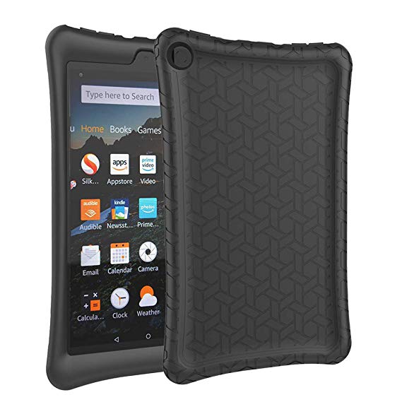 eTopxizu Case for All-New Amazon Fire HD 8 2018/2017, Kids Friendly Light Weight Anti Slip Shock Proof Protective Cover Soft Silicone Back Case for New Fire HD 8 Tablet 2018/2017, Black