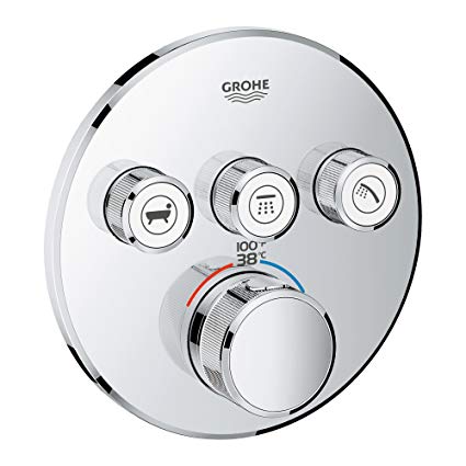 GROHE 29138000 Grohtherm Smartcontrol Triple Function Thermostatic Trim with Control Module, Starlight Chrome