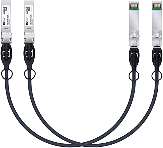 SFP  Cable, 10G SFP  DAC, 0.42M(1.38ft), Passive Direct Attach Copper Twinax Cable for Cisco SFP-H10GB-CU0.42M, Ubiquiti UniFi UC-DAC-SFP , Meraki, Mikrotik, Intel, Fortinet, Netgear, 2 Pack