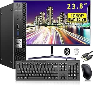 DELL OptiPlex 7050 Mini Desktop Computer, 23.8" New FHD Monitor, PC Set, Intel Core i5-7500 Processor, 3.4-3.8GHz, 16GB RAM, 512GB SSD, DP Cable, Keyboard, Mouse, Windows 10Pro (Renewed)