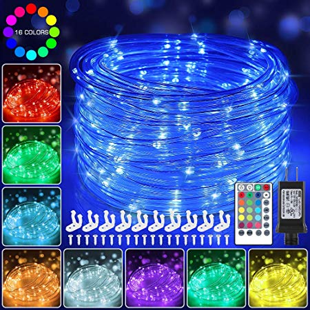 120 LED Rope Lights Plug in, 40ft 16 Colors Changing Outdoor String Lights Waterproof Fairy Lights with Remote Timer Twinkle Lights for Wedding Garden Patio Party Indoor Outdoor Decorations(132 Modes)