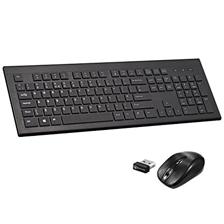 TopElek Wireless Keyboard and Mouse Set, Ultra Slim 2.4GHz Keyboard & Cordless Mouse Combo with Spill-Resistant Design and One USB Receiver for Mac/Windows XP/7/8/10/VISTA (UK Layout)