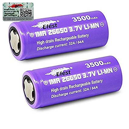 Efest IMR 26650 3500 mAh 64 A 3.7 V Rechargeable Flat Top Battery - Purple