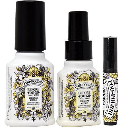 Poo-Pourri Before-You-Go Toilet Spray Set, Included 1.4-Ounce, Bottle, Original Scent , 2 -Ounce, Bottle, Original Scent, and Tester