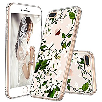 iPhone 7 Plus Case, iPhone 8 Plus Case Protective, MOSNOVO Floral Magnolia Flower Pattern Clear Design Transparent Case with TPU Bumper Protective Cover for iPhone 7 Plus (2016) / iPhone 8 Plus (2017)