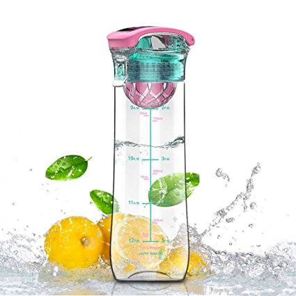 Artoid 800ml Fruit Infusion Sports Water Bottle with Time Markings & Measurements - Innovative Infuser, BPA Free