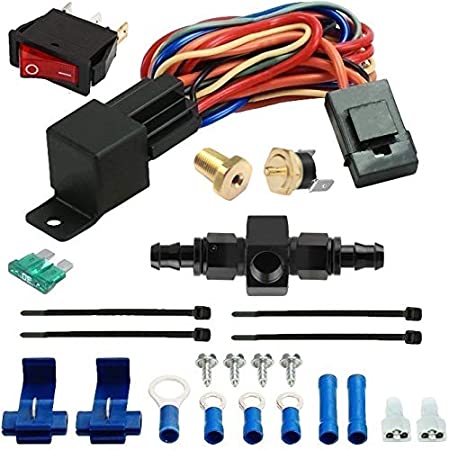 American Volt Transmission Oil Cooler Radiator Dual Electric Fan In-Line Coolant Hose Thermostat Switch Wiring Kit Car Truck (190'F On - 175'F Off, 6AN)
