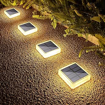 Lacasa Solar Decking Lights Outdoor Garden, 4 Pack 30LM Solar Powered Step Lights Warm White 2700K, IP68 Waterproof LED Dock Lights Auto ON/Off Light up All Night for Stairs Driveway Pathway Lighting