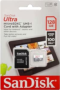 SanDisk Ultra 128GB microSDXC UHS-I Card with Adapter, Black, Standard Packaging (SDSQUNC-128G-GN6MA)