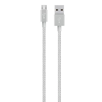 Belkin Premium MixIt Charge and Sync USB to Micro-USB Braided Tangle Free Cable with Aluminium Connectors - Silver