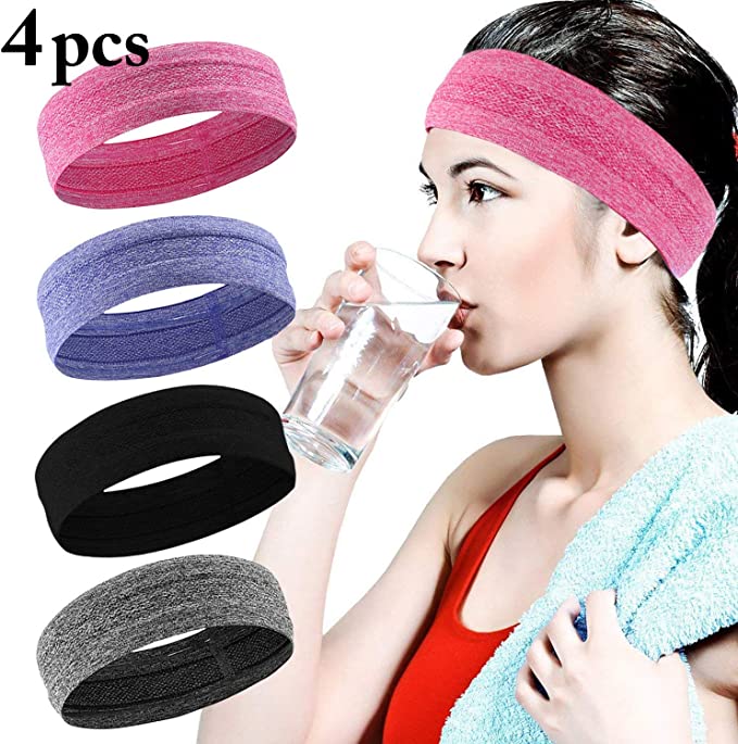 Joyfree Workout Headbands for Women Men Sweat Bands Headbands Non Slip,Soft Stretchy Sweatbands Headbands for Sports Yoga Running Fitness Exercise Gym Athletics (Gray Black)