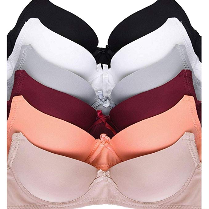 Women's Basic Plain Bras (Packs of 6) - Various Styles