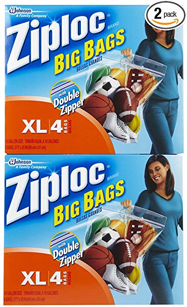 Ziploc Big Bags, XL, 4 Bags (Pack of 2)