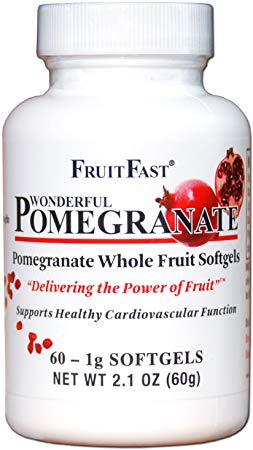 Wonderful Pomegranate Softgels by FruitFast - 100% Pomegranate Concentrate Supplement - 60 Count - Non-GMO and Gluten Free - Promotes Healthy Cardiovascular Function