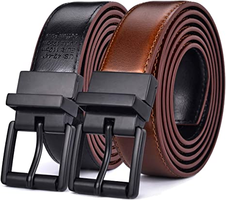 Beltox Men’s Belt Dress Casual Reversible Leather 1.1” w Roller Buckle Rotated