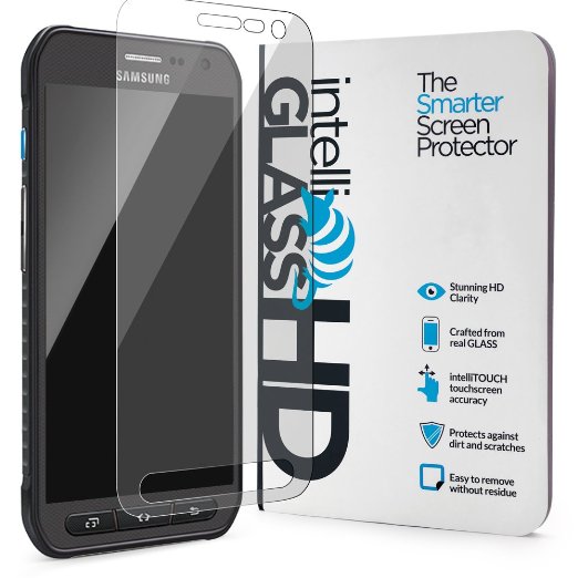 Galaxy S7 Active intelliGLASS HD The Smarter Apple Glass Screen Protector by intelliARMOR To Guard Against Scratches and Drops. HD Clear With Max Touchscreen Accuracy