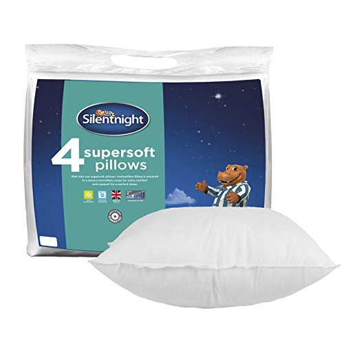 Silentnight Supersoft Pillow, Microfibre, White, Pack of 4