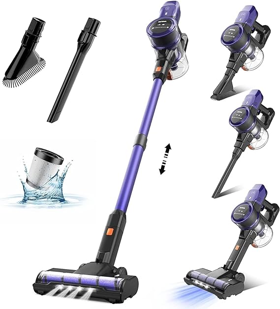 VacLife Cordless Vacuum Cleaner for Home, Rechargeable Stick Vacuum with Strong Suction for Pet Hair, Carpet and Hard Floor, 45-min Max Runtime, Purple (VL732)