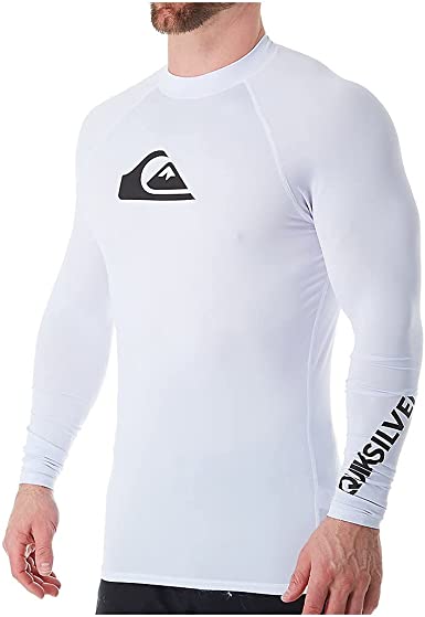 Quiksilver Mens All Time Long Sleeve Rashguard UPF 50 Sun Protection Surf Shirt