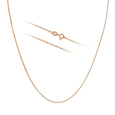 Rose Gold over Sterling Silver 1mm Box Chain Necklace Made in Italy 14 inch- 36 inch