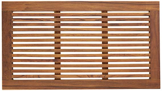Bare Decor Dasha Spa Shower or Door Mat, 31.5 by 17.75-Inch, Solid Teak Wood and Oiled Finish