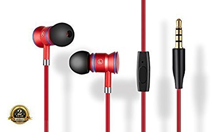 Sownd Bullet In-ear Noise-isolating Headphones with Microphone, Red / Blue