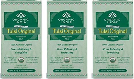 Organic India Tulsi Tea Original 25 Tea Bags - By Organic India (Pack of 3)