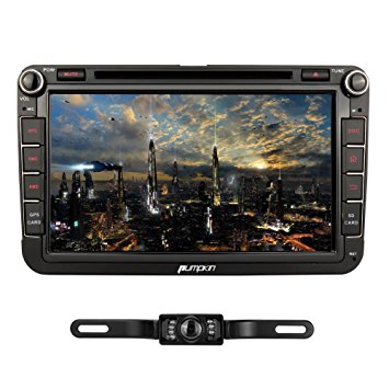 Pumpkin 8 inch Android 5.1 Lollipop Quad Core 1.6GHz 2 Din in Dash Car Stereo DVD Player for Jetta Golf Passat Polo EOS Support GPS Navigation Sat Nav Car CD DVD Multimedia System Subwoofer SWC FM/AM Radio OBD2 DVR 3G WIFI 1080P DAB