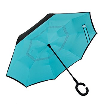 Alink Inside Out Reverse Folding Umbrella, Large Double Layer Outdoor Rain & Sun Inverted Open & Close No Drip Umbrella