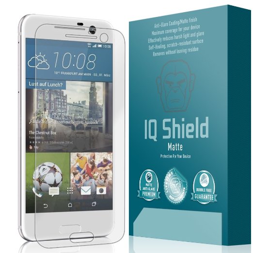 HTC 10 Screen Protector Anti-Glare One 10M10Full Coverage IQ Shield Matte - Lifetime Warranty Replacements - Premium Bubble-Free HD Film with Anti-Fingerprint Coating