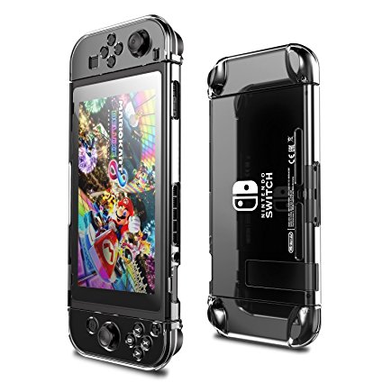 Switch Case,AMDISI Nintendo Switch Crystal Shockproof Hard Cover Case and Tempered Glass Screen Protector for Nintendo Switch Console & Nintendo Switch Joy-Con Controller