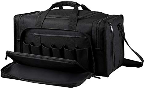 SoarOwl Tactical Gun Range Bag Shooting Duffle Bags for Handguns Pistols with Lockable Zipper and Heavy Duty Antiskid Feet