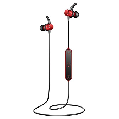ZOYOL Bluetooth Headphones Runner Headset Sport Earphones with Mic and Magnetic Automatic Turning On/Off - In-ear Noise Cancelling Wireless Earbuds for Running (Red)