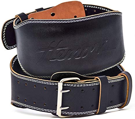 Hemori Genuine Cowhide Leather Pro Weight Lifting Belt for Men and Women | Durable Comfortable & Adjustable with Buckle | Stabilizing Lower Back Support for Weightlifting