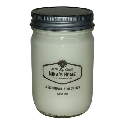 Nika's Home Lemongrass Kiwi Cassis Soy Candle - 12oz Mason Jar