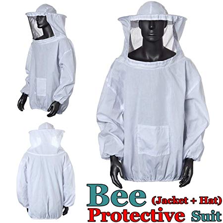 Bee Suit, OUTERDO Protective Beekeeping Veil Smock Beekeeper Suit Coat Jacket Equipment with Hat