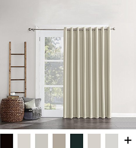 Sun Zero Easton Extra Wide Blackout Energy Efficient Sliding Curtain Panel, 100" x 84", Pearl