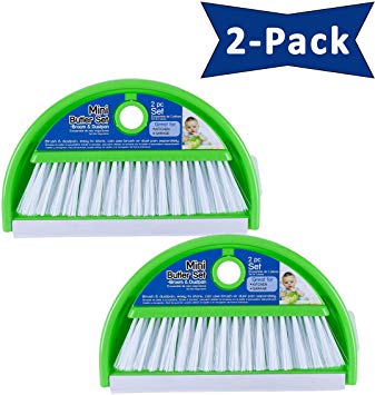 Jacent Plastic Mini Butler Broom and Dustpan Set, Green - 2 Pack