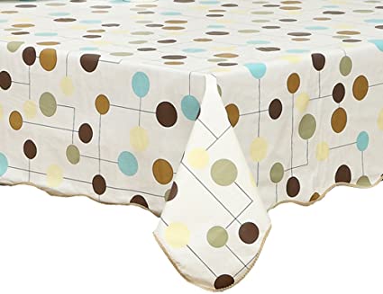 Artisan Flair AF5472-156 Coloful Polka Dots Vinyl Tablecloth Waterproof Rectangle-54 x 72"